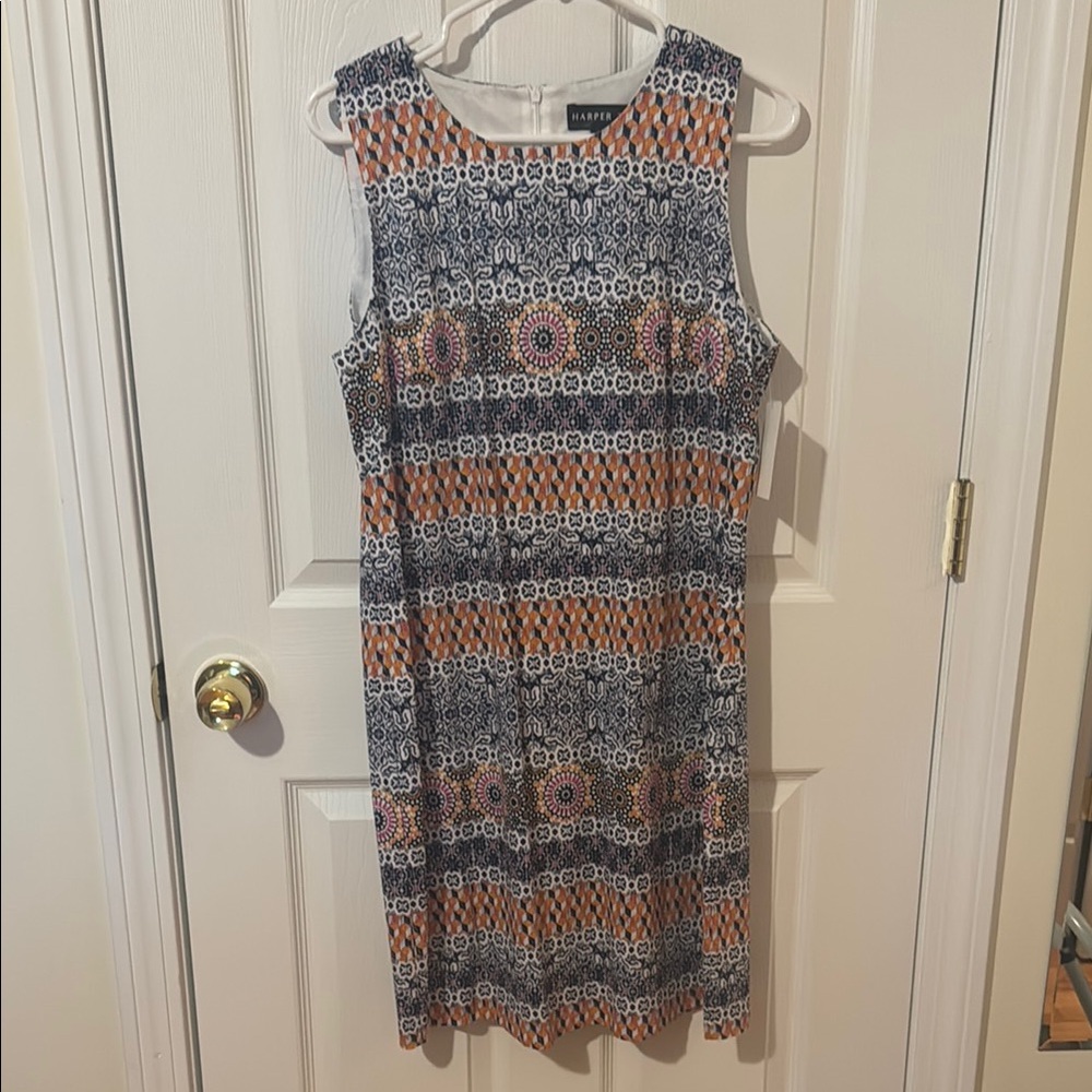 Harper Orange and Gray Sleeveless Mini Sundress